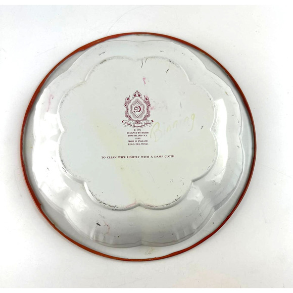 Vintage 1971 Daher Decorated Ware Round Tin Tray Bowl Roosters Floral Farmhouse - Picture 5 of 10